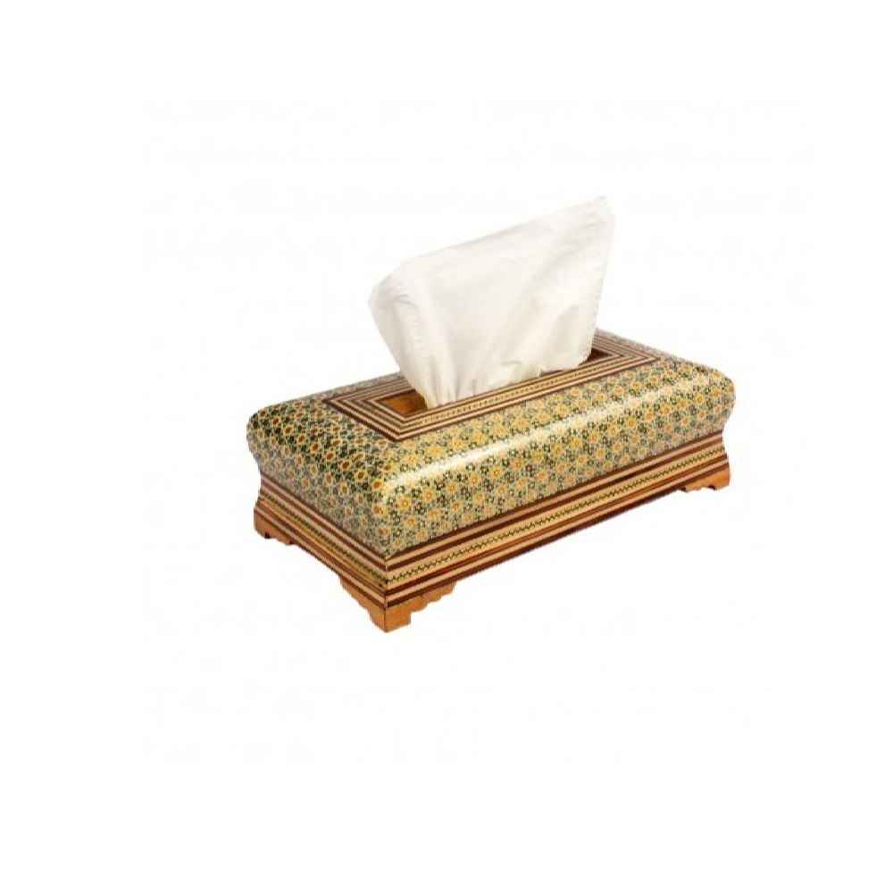 Handcrafted Persian Wooden Tissue Box Cover – Khatamkari Javan