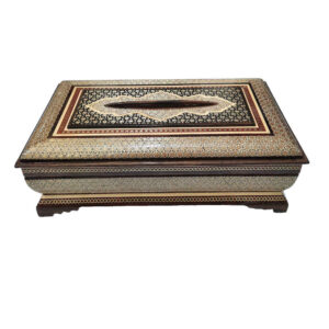Handcrafted Persian Wooden Tissue Box Cover – Khatamkari Kolbeh