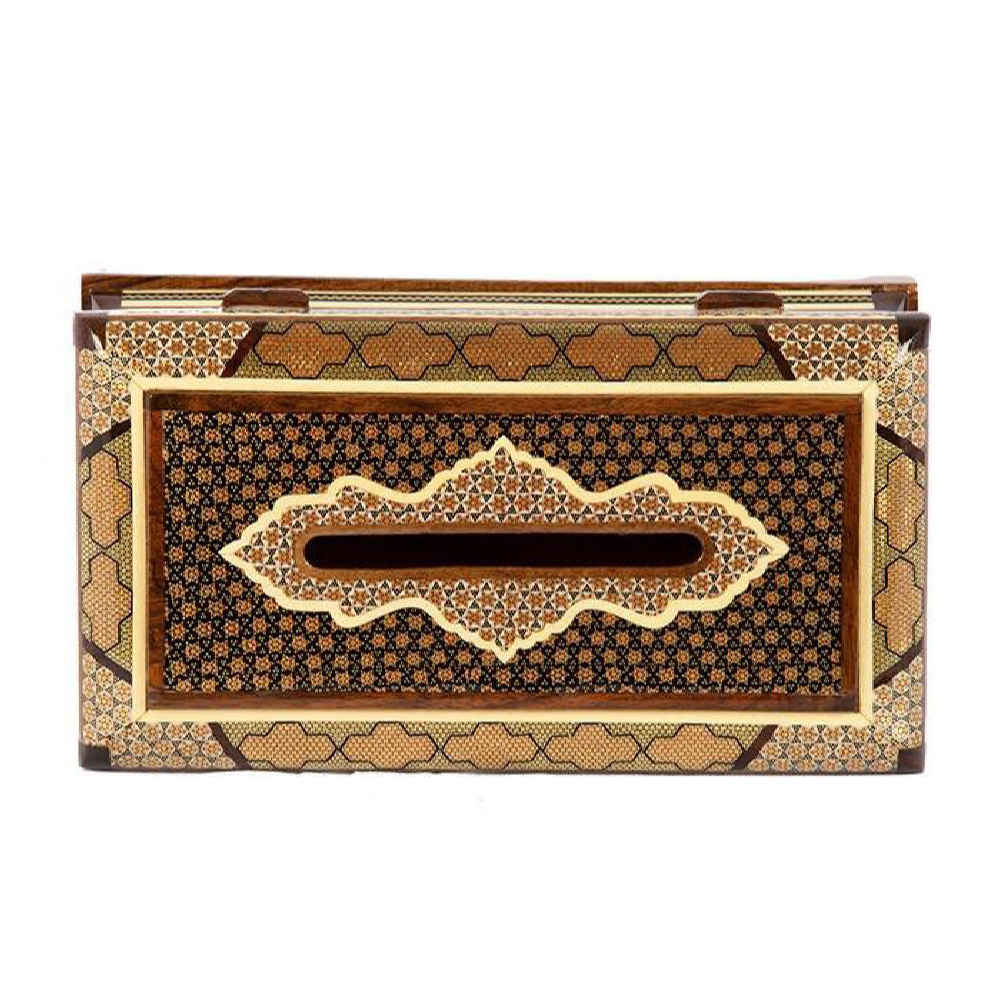 Handcrafted Persian Wooden Tissue Box Cover – Khatamkari Maral