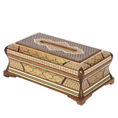 Handcrafted Persian Wooden Tissue Box Cover – Khatamkari Maral