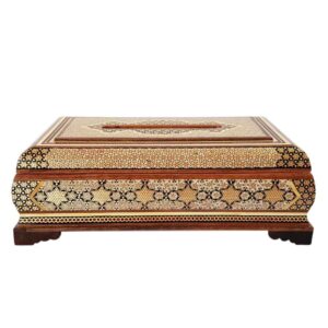Handcrafted Persian Wooden Tissue Box Cover – Khatamkari Sepid
