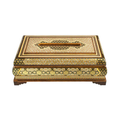 Handcrafted Persian Wooden Tissue Box Cover – Khatamkari Shabnam