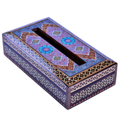 Handcrafted Persian Wooden Tissue Box Cover – Khatamkari Sorena