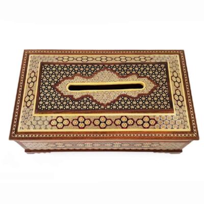 Handcrafted Persian Wooden Tissue Box Cover – Khatamkari Toran