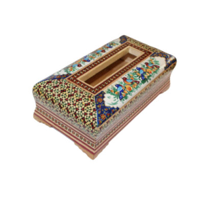 Handcrafted Persian Wooden Tissue Box Cover – Khatamkari Abtin