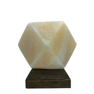 Persian Diamond Salt Lamp – Handcrafted Bita Design with Wooden Base