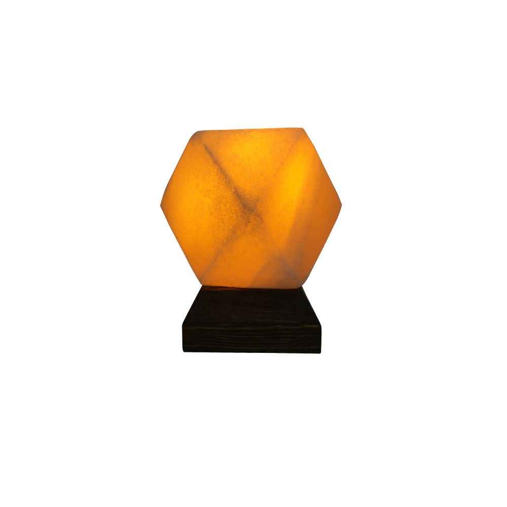 Persian Diamond Salt Lamp – Handcrafted Bita Design with Wooden Base