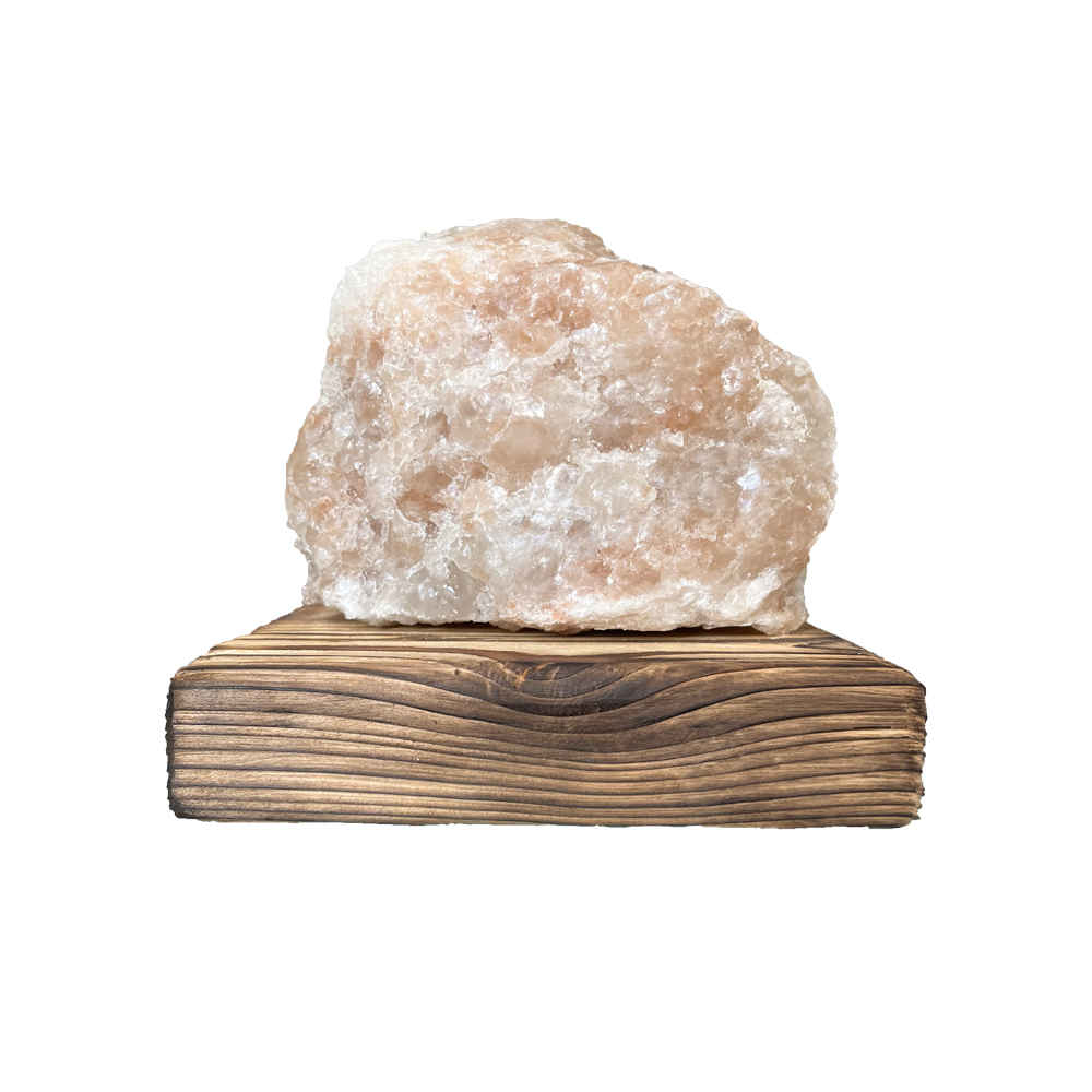 Persian Glow Salt Lamp – Handcrafted with Wooden Base (Sakhreh Model)