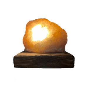Persian Glow Salt Lamp – Handcrafted with Wooden Base (Sakhreh Model)