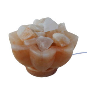 Persian Bowl Salt Lamp – Star Model with Wooden Base & Salt Chunks