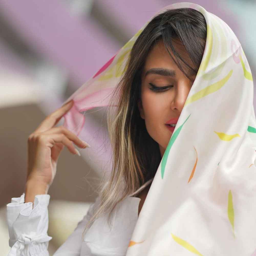 Persian Silk Mini Scarf for Women – Artistic Luxe & Vibrant Pattern Arezoo