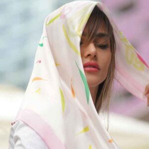 Persian Silk Mini Scarf for Women – Artistic Luxe & Vibrant Pattern Arezoo