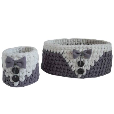 Set of 2 Crochet Storage Baskets Yarn Model Dara