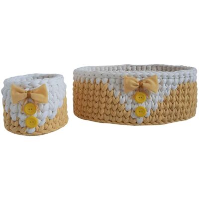 Set of 2 Crochet Storage Baskets Yarn Model Sara