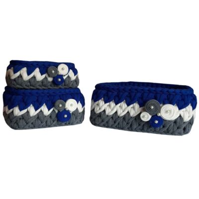 Set of 3 Crochet Storage Baskets Yarn Model Afshin