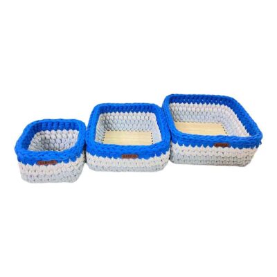 Set of 3 Crochet Storage Baskets Yarn Model Aseman