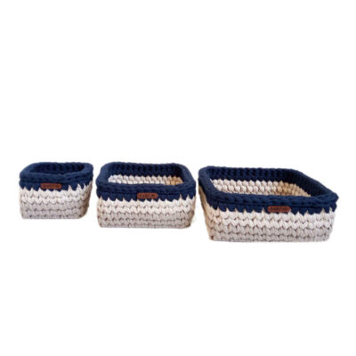 Set of 3 Crochet Storage Baskets Yarn Model Kian