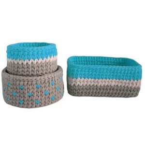 Set of 3 Crochet Storage Baskets Yarn Model Kids