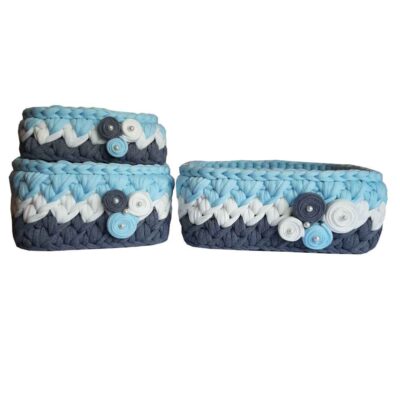 Set of 3 Crochet Storage Baskets Yarn Model Pegah