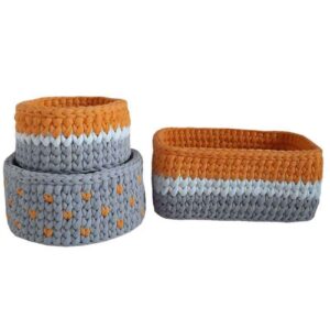 Set of 3 Crochet Storage Baskets Yarn Model Roya