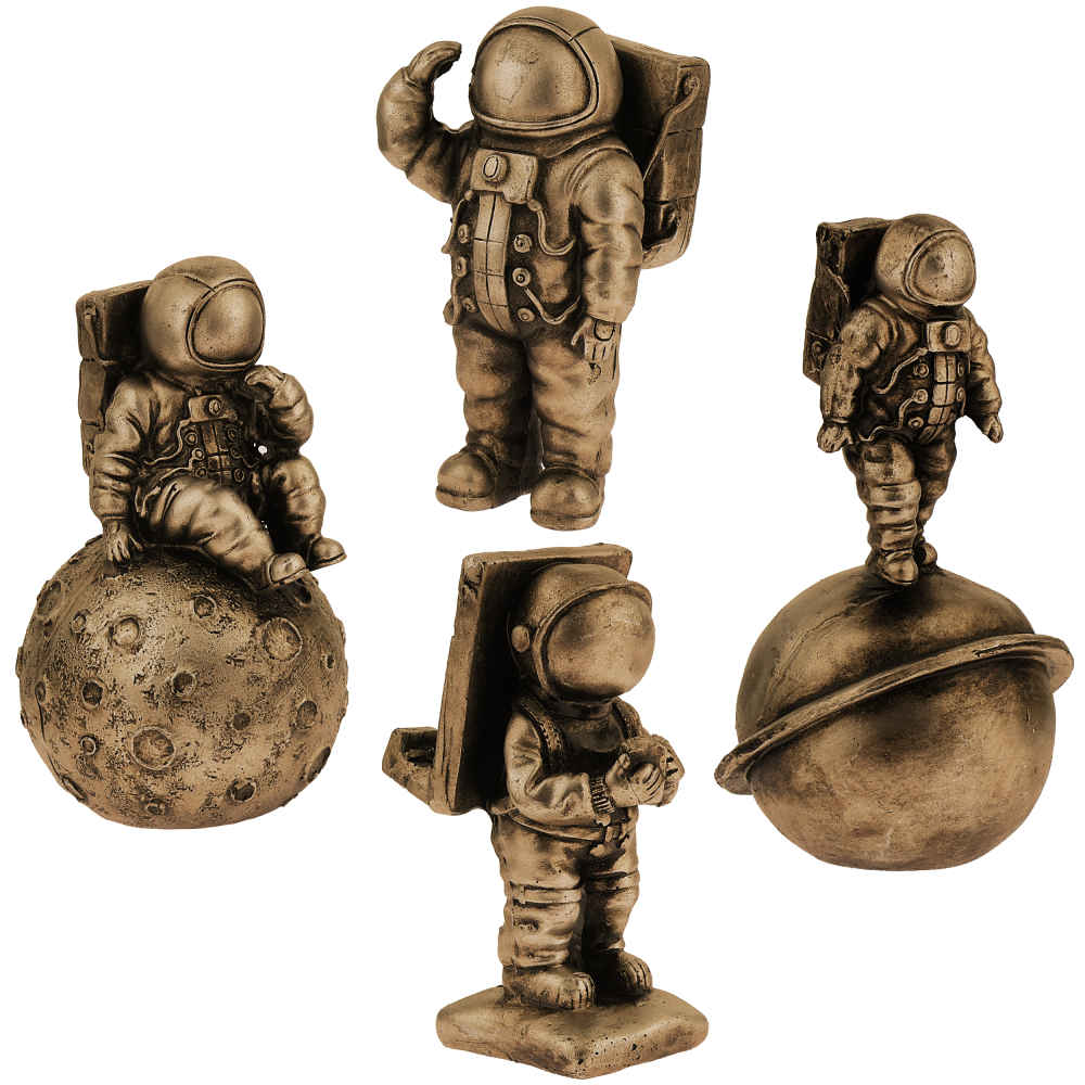 Set of 4 Decorative Astronaut Figurines – Space Adventure Sculptures