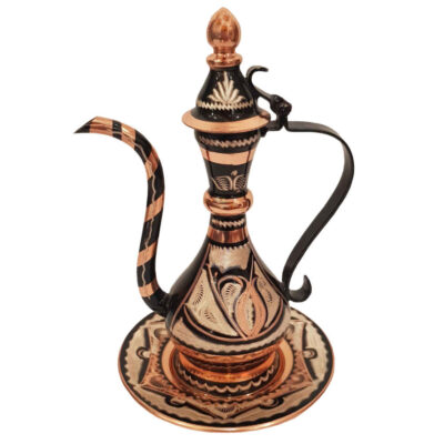 Set of Persian Copper Rosewater Sprinkler & Plate