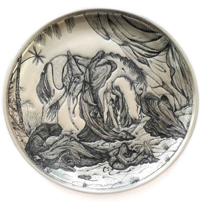 Hand-Engraved Islamic Copper Decorative Display Plate, Ashura Religious Design