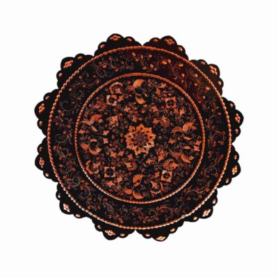 Hand-Engraved Persian Copper Decorative Display Plate, Asil Birds and Flowers Ghalamzani Design