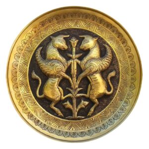 Persian Decorative Copper Engraved Wall Plate Galaza