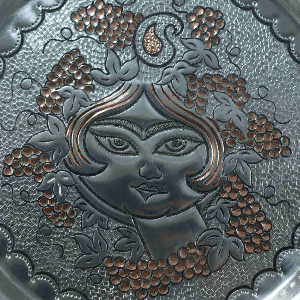 Persian Decorative Copper Engraved Wall Plate Khatoon