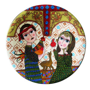 Persian Decorative Pottery Wall Plate Hand-Painted Mohabat