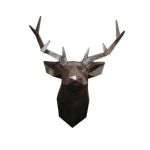 Decorative Geometric Silver Deer Cubism Figurine – Modern Art Piece