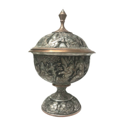 Handcrafted Persian Engraved Copper Sugar Bowl Ahoo