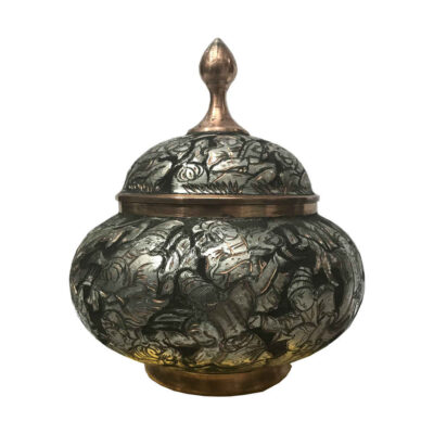 Handcrafted Persian Engraved Copper Sugar Bowl Bazm