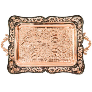 Almas Traditional Copper Serving Tray – Hand Engraved Floral Tray