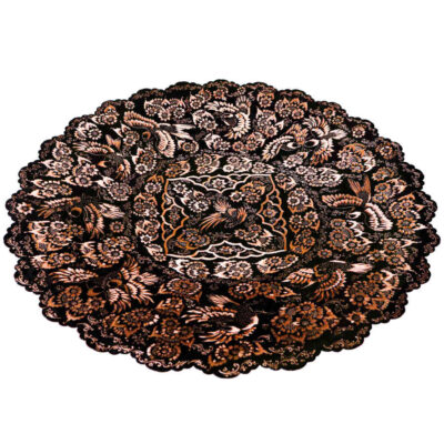 Decorative Copper Tray Hand-Engraved with Persian Artisanal Diamond