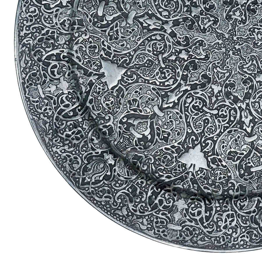 Decorative Copper Tray Hand-Engraved with Persian Artisanal Eslimi