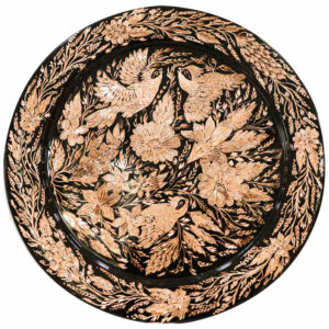 Decorative Copper Tray Hand-Engraved with Persian Artisanal Isfahan