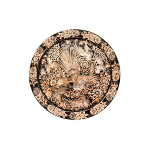 Decorative Copper Tray Hand-Engraved with Persian Artisanal Shazdeh