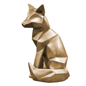 Geometric Golden Fox Cubism Figurine – Unique Art Sculpture