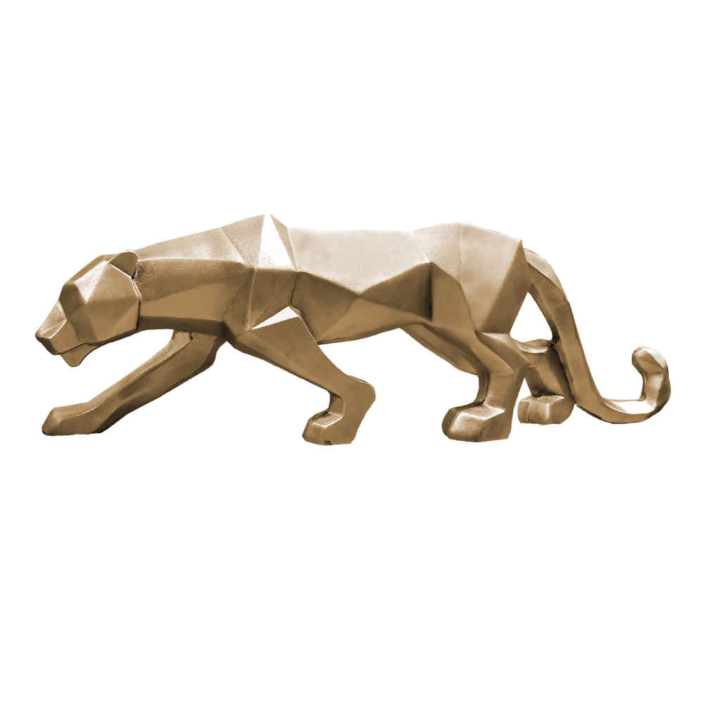 Geometric Golden Tiger Cubism Figurine – Artistic Sculpture