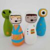 Handmade Wooden Peg Dolls - Outer Space Astronaut Explorer Set