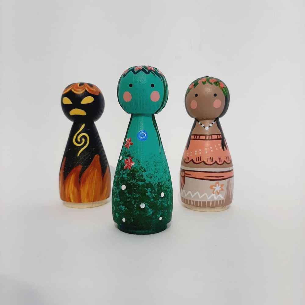 Handmade Wooden Peg Dolls – Dreamy Whimsical Character Set