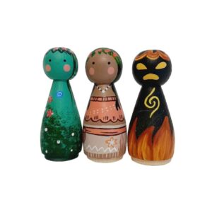 Handmade Wooden Peg Dolls – Dreamy Whimsical Character Set