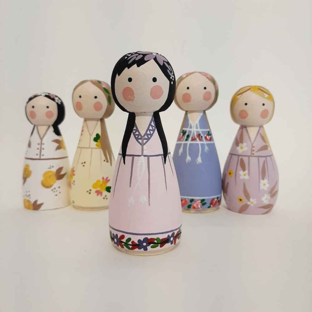 Handmade Wooden Peg Dolls – Fairy Tale & Enchanted Character Set