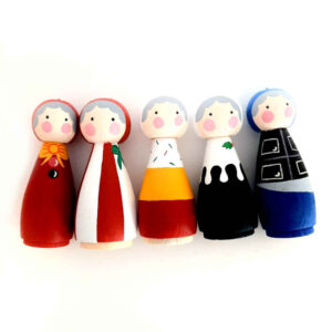 Handmade Wooden Peg Dolls – Grandma & Grandpa Family Figurines