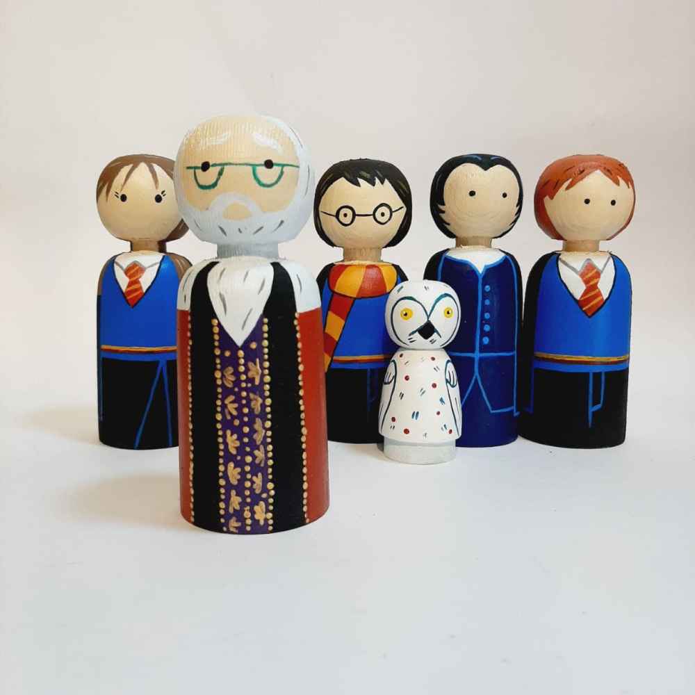 Handmade Wooden Peg Dolls – Harry Potter Wizarding World Set