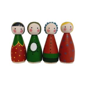 Handmade Wooden Peg Dolls – Ladybug Nature-Themed Characters