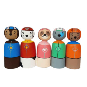 Handmade Wooden Peg Dolls – Paw Patrol Inspired Rescue Team