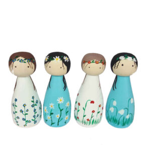 Handmade Wooden Peg Dolls – Four Seasons Seasonal Character Set